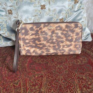 Coach Zip Wallet Wristlet in Leopard Print